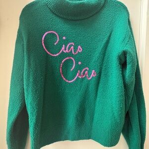 a new day Green Cowl Neck Sweater with Pink Accents